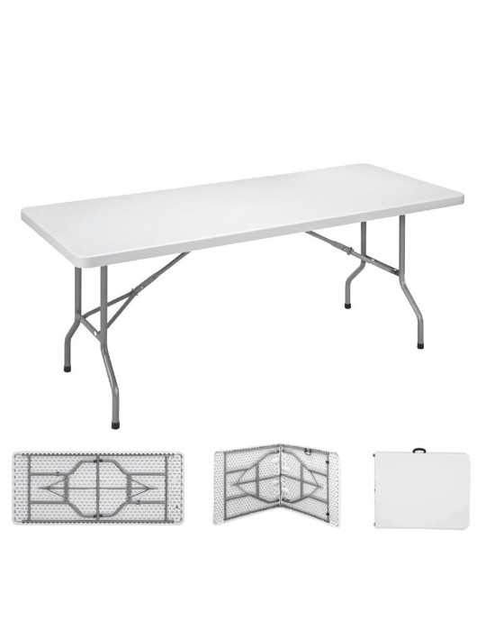 Mesa Plegable 180 x 74 x 74 cm Tubo Ø22 x 1.0 mm, Blanca EDM