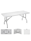 Mesa Plegable 180 x 74 x 74 cm Tubo Ø22 x 1.0 mm, Blanca EDM