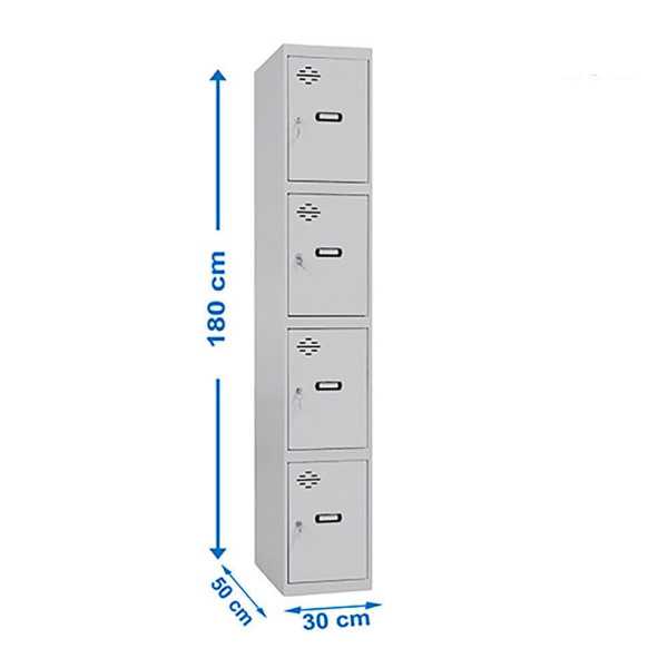 Taquilla Metalica Pro Simonlocker 1/4 300 Desmontada 4 Departamentos 30x50x180cm SIMON RACK