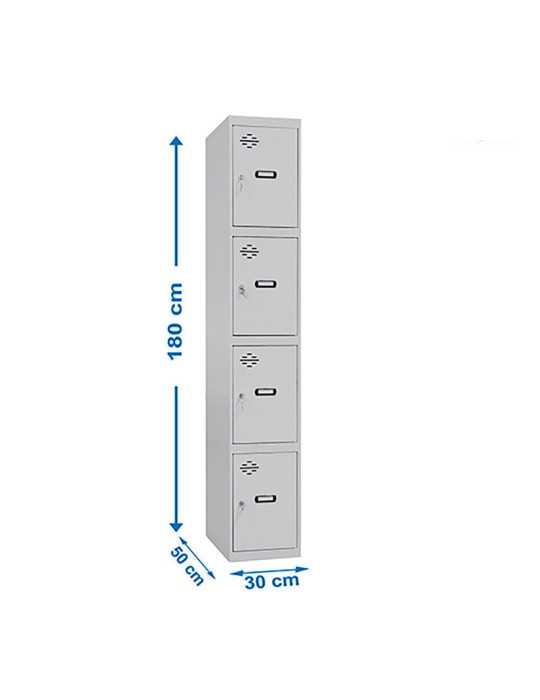 Taquilla Metalica Pro Simonlocker 1/4 300 Desmontada 4 Departamentos 30x50x180cm SIMON RACK
