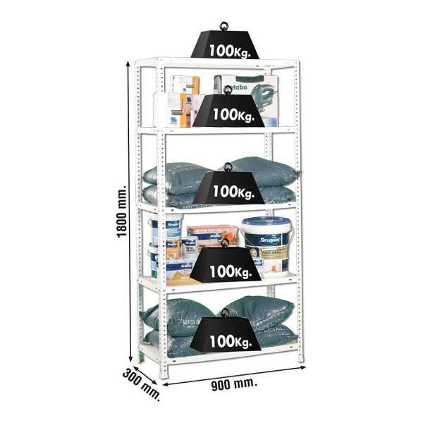 Kit Estantería Metálica Comfort 5/300 Blanco SIMON RACK
