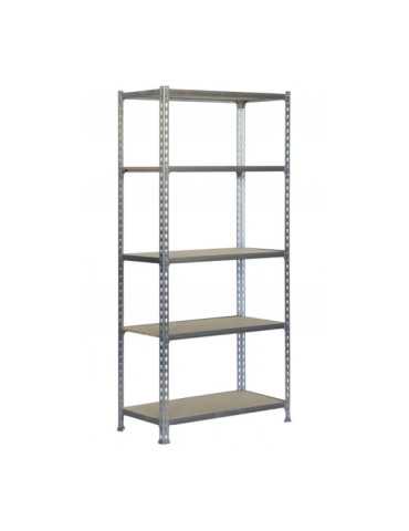 Estantería Metálica sin Tornillos Maderclick 5/400 Galva/Madera SIMON RACK
