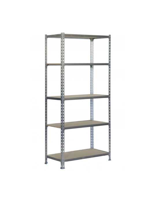 Estantería Metálica sin Tornillos Maderclick 5/400 Galva/Madera SIMON RACK