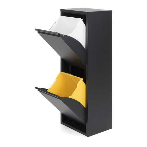 Armario Metalico Reciclaje 2 Cajones Negro 92 x 35 x 25 cm JOBGAR