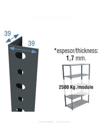 Lote de 10 Unidades Perfil Sclassic P/40 2000mm Gris. SIMON RACK 2