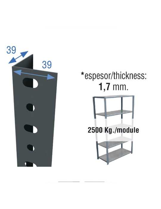 Lote de 10 Unidades Perfil Sclassic P/40 2000mm Gris. SIMON RACK