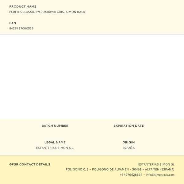 Lote de 10 Unidades Perfil Sclassic P/40 2000mm Gris. SIMON RACK