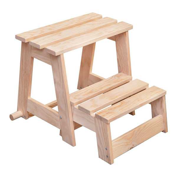 Escalera Taburete de Madera, 2 Peldaños. ASTIGARRAGA