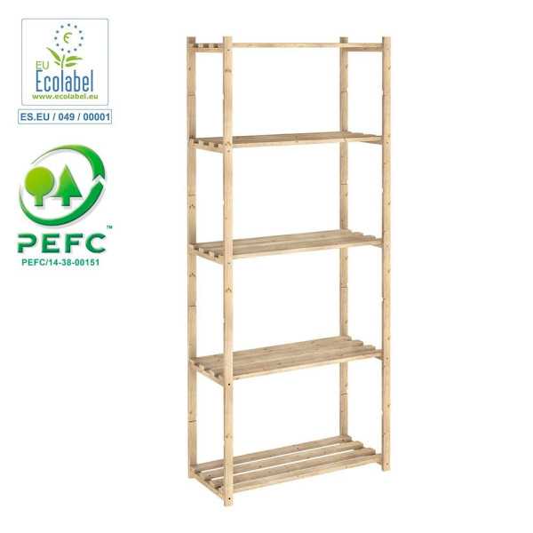 Estanteria Pino Serie Natura sin Barniz 100% Pefc Cert 171 x 65 x 30 cm ASTIGARRAGA