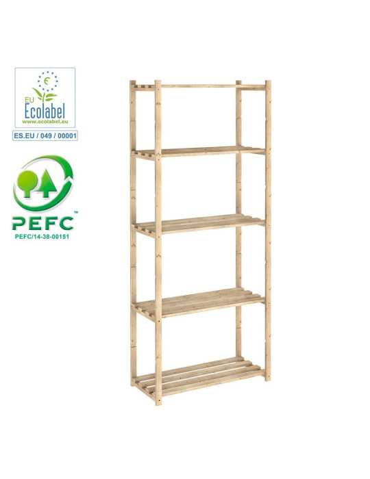 Estanteria Pino Serie Natura sin Barniz 100% Pefc Cert 171 x 65 x 30 cm ASTIGARRAGA