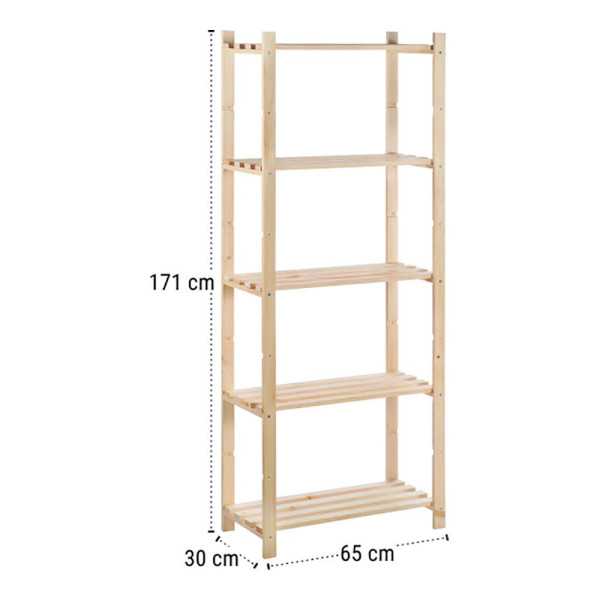 Estanteria Pino Serie Natura sin Barniz 100% Pefc Cert 171 x 65 x 30 cm ASTIGARRAGA