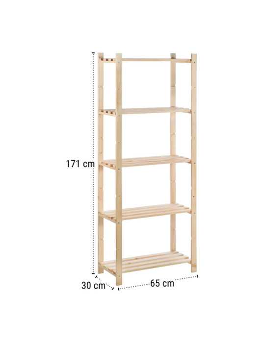 Estanteria Pino Serie Natura sin Barniz 100% Pefc Cert 171 x 65 x 30 cm ASTIGARRAGA