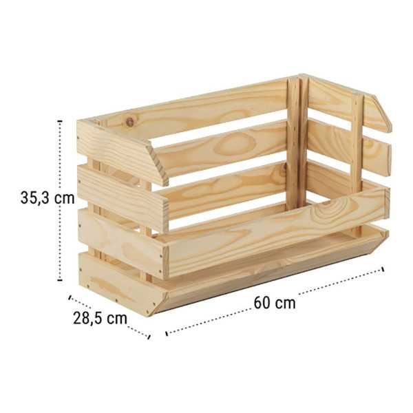 Caja Apilable Evolution Pino sin Barniz 100% Pefc Cert 60 x 28,5 x 35,3 cm ASTIGARRAGA