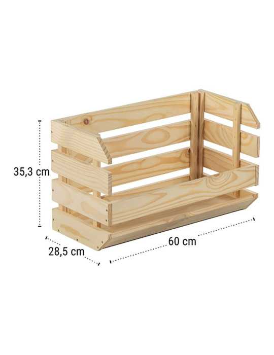 Caja Apilable Evolution Pino sin Barniz 100% Pefc Cert 60 x 28,5 x 35,3 cm ASTIGARRAGA