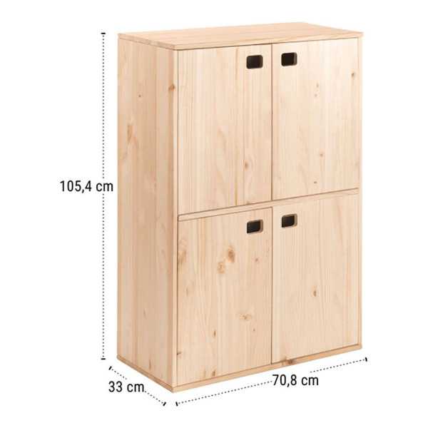 Mueble Dinamic 4 Puertas Pino Macizo 105,4 x 70,8 x 33 cm ASTIGARRAGA