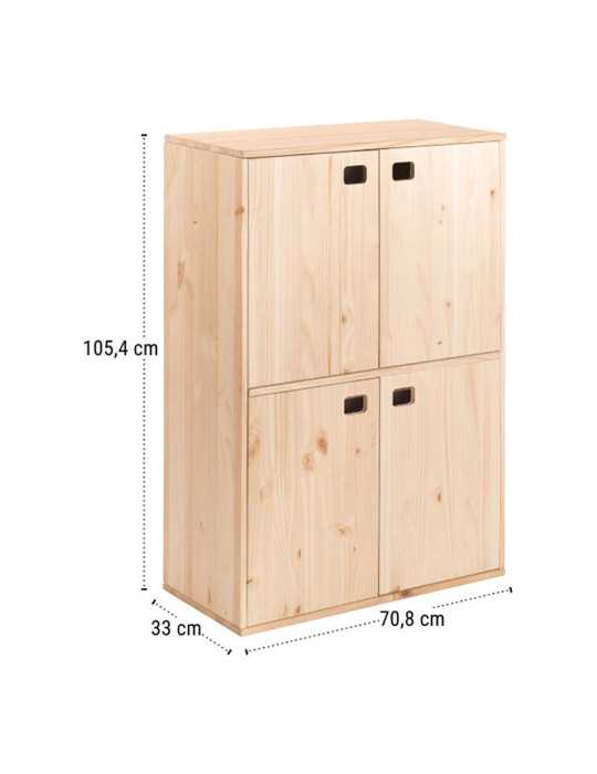 Mueble Dinamic 4 Puertas Pino Macizo 105,4 x 70,8 x 33 cm ASTIGARRAGA