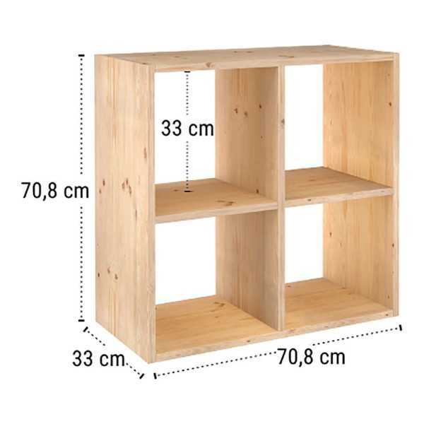 Estanteria Modular 6 Cubos Dinamic Pino Macizo 70,8 x 70,8 x 33 cm ASTIGARRAGA
