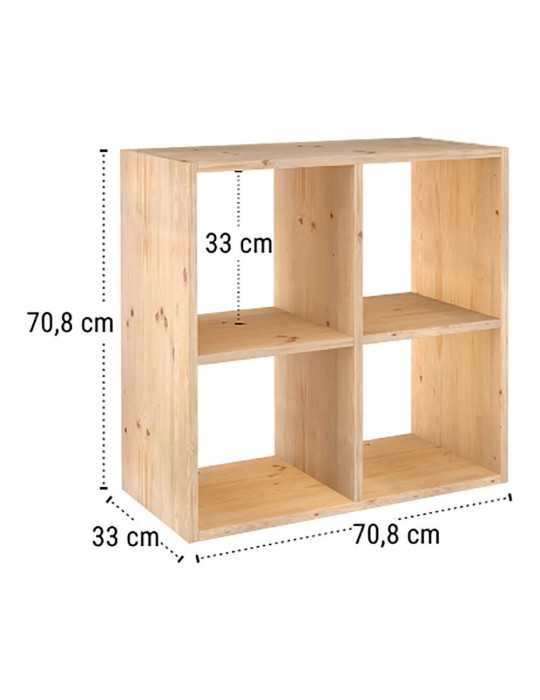 Estanteria Modular 6 Cubos Dinamic Pino Macizo 70,8 x 70,8 x 33 cm ASTIGARRAGA