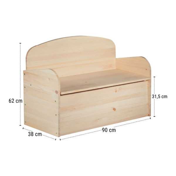 Banco Baúl Deco de Pino 90 x 62 x 38 cm ASTIGARRAGA