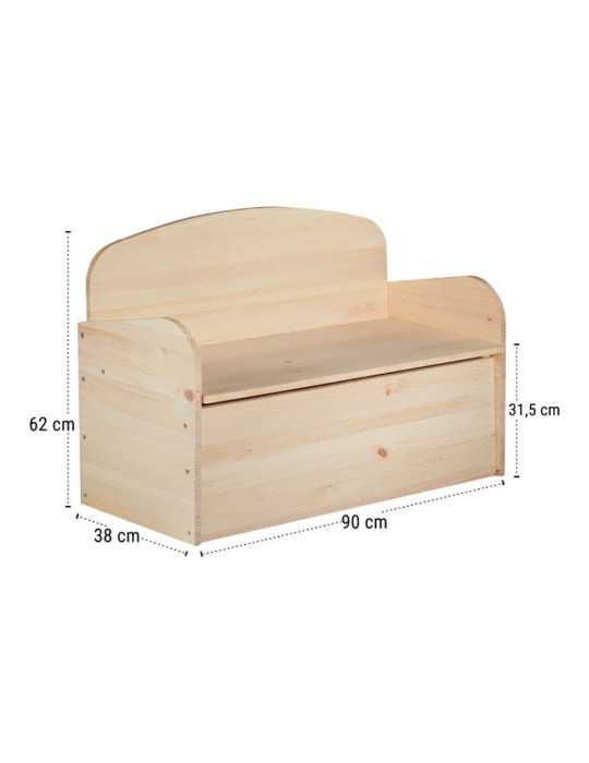 Banco Baúl Deco de Pino 90 x 62 x 38 cm ASTIGARRAGA