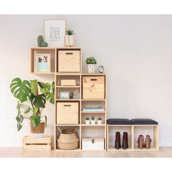 Estanteria Modular 3 Cubos Dinamic Pino Macizo 107 x 36,2 x 34 cm ASTIGARRAGA