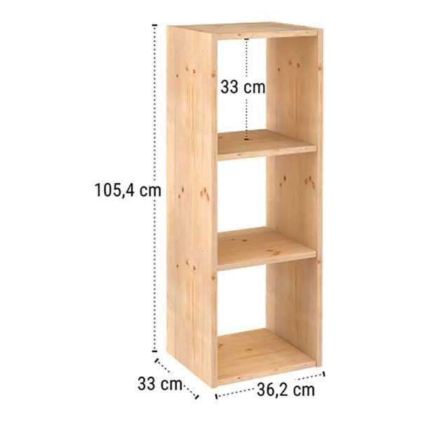 Estanteria Modular 3 Cubos Dinamic Pino Macizo 107 x 36,2 x 34 cm ASTIGARRAGA