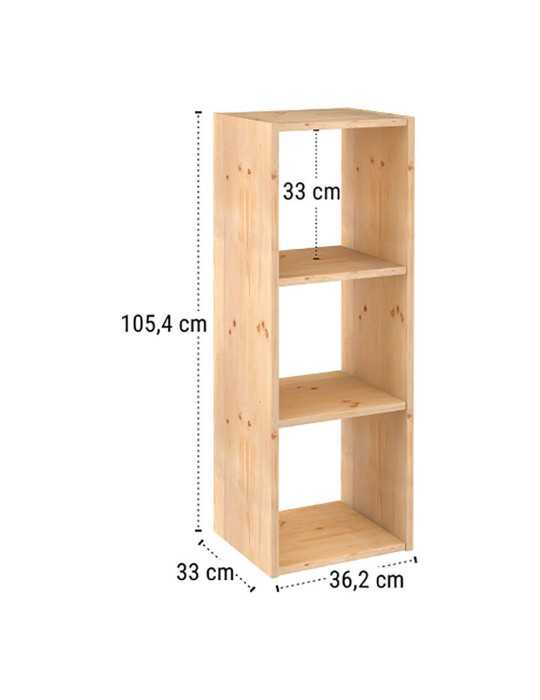 Estanteria Modular 3 Cubos Dinamic Pino Macizo 107 x 36,2 x 34 cm ASTIGARRAGA