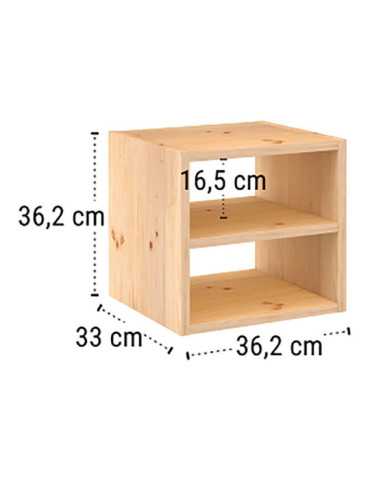 Estanteria Modular 1 Cubos + Balda Intermedia Dinamic Pino Macizo 36,2 x 33 x 36,2 cm ASTIGARRAGA 2