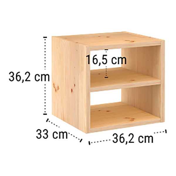 Estanteria Modular 1 Cubos + Balda Intermedia Dinamic Pino Macizo 36,2 x 33 x 36,2 cm ASTIGARRAGA