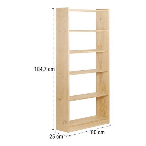Libreria Gala 6 Baldas de 80cm Pino Macizo 79,6x25x184,7cm ASTIGARRAGA