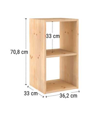 Estanteria Modular 2 Cubos Dinamic Pino Macizo 36,2 x 33 x 70,8 cm ASTIGARRAGA 2
