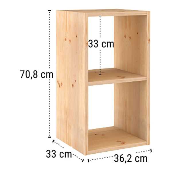 Estanteria Modular 2 Cubos Dinamic Pino Macizo 36,2 x 33 x 70,8 cm ASTIGARRAGA