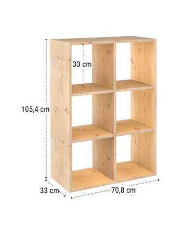 Estanteria Modular 6 Cubos Dinamic Pino Macizo 70,8 x 33 x 105,4 cm ASTIGARRAGA 2
