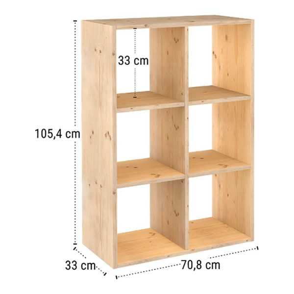 Estanteria Modular 6 Cubos Dinamic Pino Macizo 70,8 x 33 x 105,4 cm ASTIGARRAGA