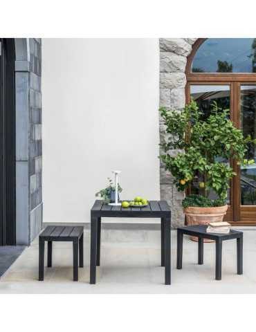 Mesa Cuadrada Bali Color Antracita para Exterior 78 x 78 x 72 cm IPAE PROGARDEN 2