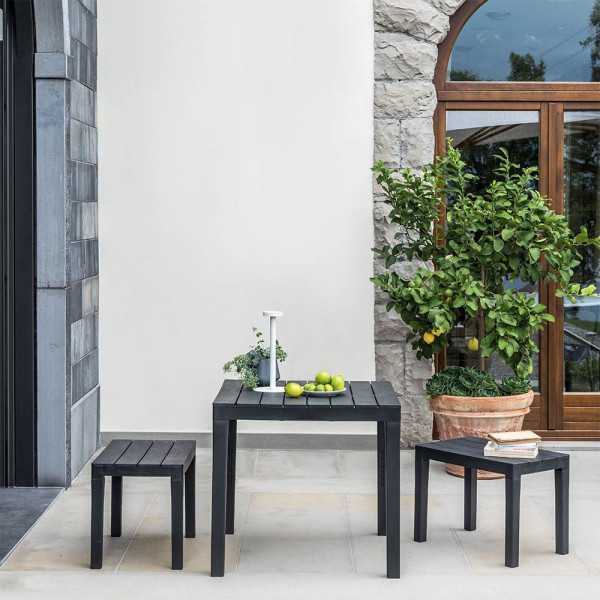 Mesa Cuadrada Bali Color Antracita para Exterior 78 x 78 x 72 cm IPAE PROGARDEN