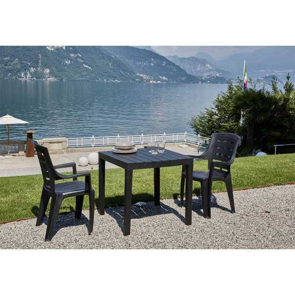 Mesa Cuadrada Bali Color Antracita para Exterior 78 x 78 x 72 cm IPAE PROGARDEN