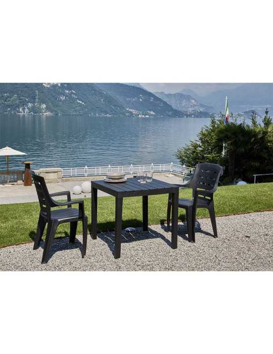 Mesa Cuadrada Bali Color Antracita para Exterior 78 x 78 x 72 cm IPAE PROGARDEN