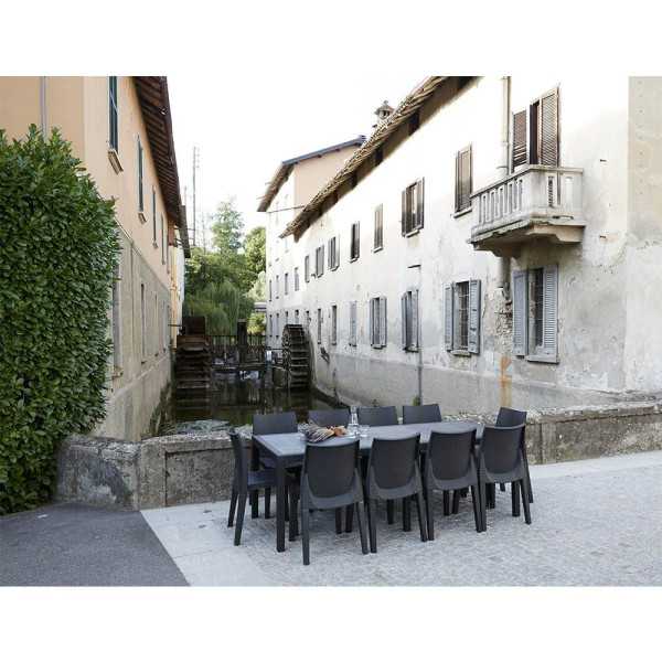 Mesa Extensible Queen Color Antracita para Exterior 90 x 150 - 220 x 72 cm IPAE PROGARDEN