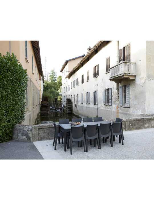 Mesa Extensible Queen Color Antracita para Exterior 90 x 150 - 220 x 72 cm IPAE PROGARDEN