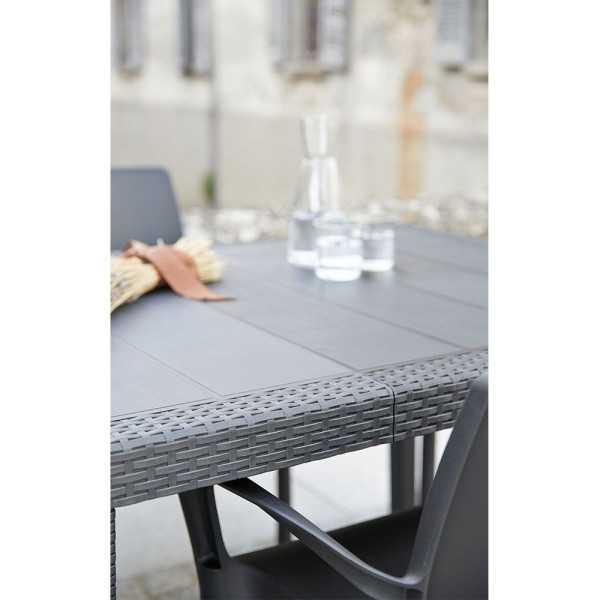 Mesa Extensible Queen Color Antracita para Exterior 90 x 150 - 220 x 72 cm IPAE PROGARDEN