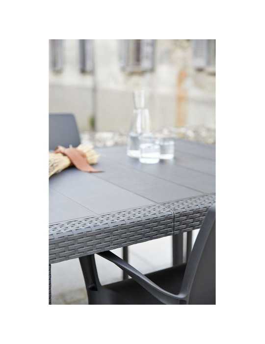 Mesa Extensible Queen Color Antracita para Exterior 90 x 150 - 220 x 72 cm IPAE PROGARDEN