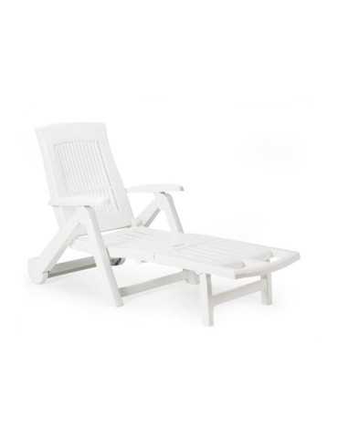 Tumbona Plegable con Ruedas Zircone Color Blanco 72 x 195 x 101 cm IPAE PROGARDEN