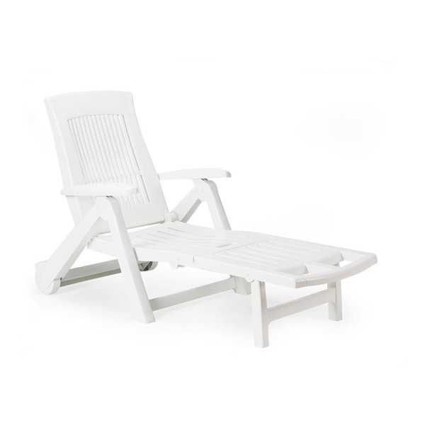 Tumbona Plegable con Ruedas Zircone Color Blanco 72 x 195 x 101 cm IPAE PROGARDEN