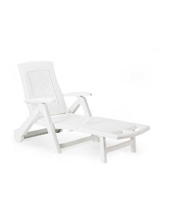 Tumbona Plegable con Ruedas Zircone Color Blanco 72 x 195 x 101 cm IPAE PROGARDEN