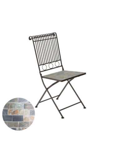 Silla Metálica/Mosaico Plegable Stuttgart Color Marrón para Exterior 39 x 39 x 90 cm