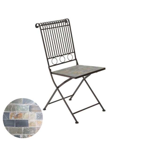 Silla Metálica/Mosaico Plegable Stuttgart Color Marrón para Exterior 39 x 39 x 90 cm