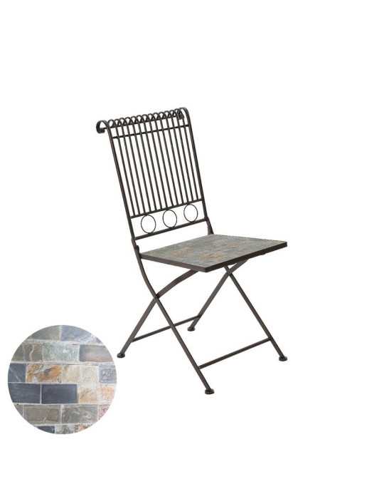 Silla Metálica/Mosaico Plegable Stuttgart Color Marrón para Exterior 39 x 39 x 90 cm