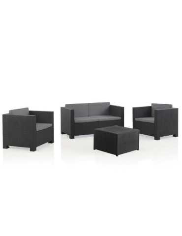 Conjunto Jardín Diva Tropea Grafit 4 Piezas Antracita + Cojines SP BERNER
