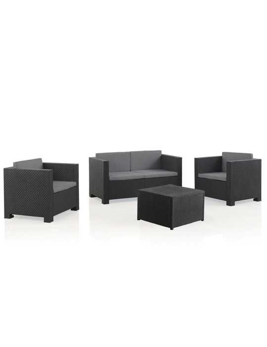 Conjunto Jardín Diva Tropea Grafit 4 Piezas Antracita + Cojines SP BERNER